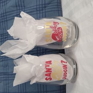 "Santa Why You Be Judgin" Stemless Wine Glass Set of 2